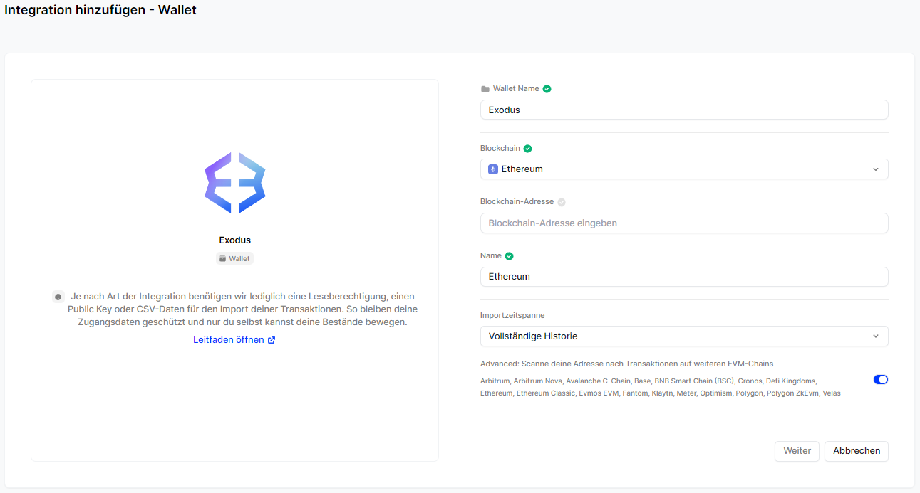 Blockpit Exodus Wallet Integration hinzufügen.png